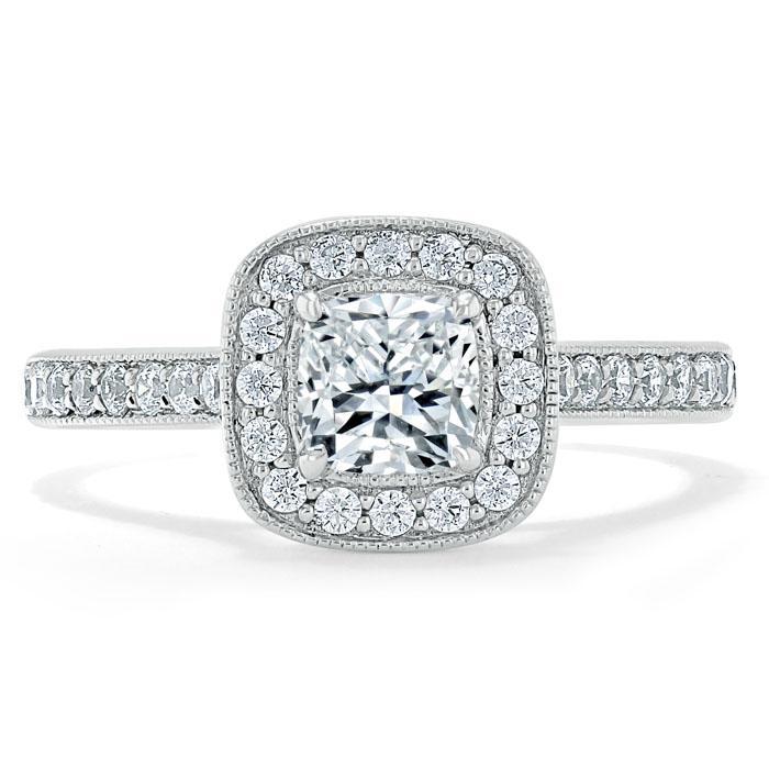 1.0 CT Cushion Cut Moissanite Halo Channel Pave Engagement Ring 1