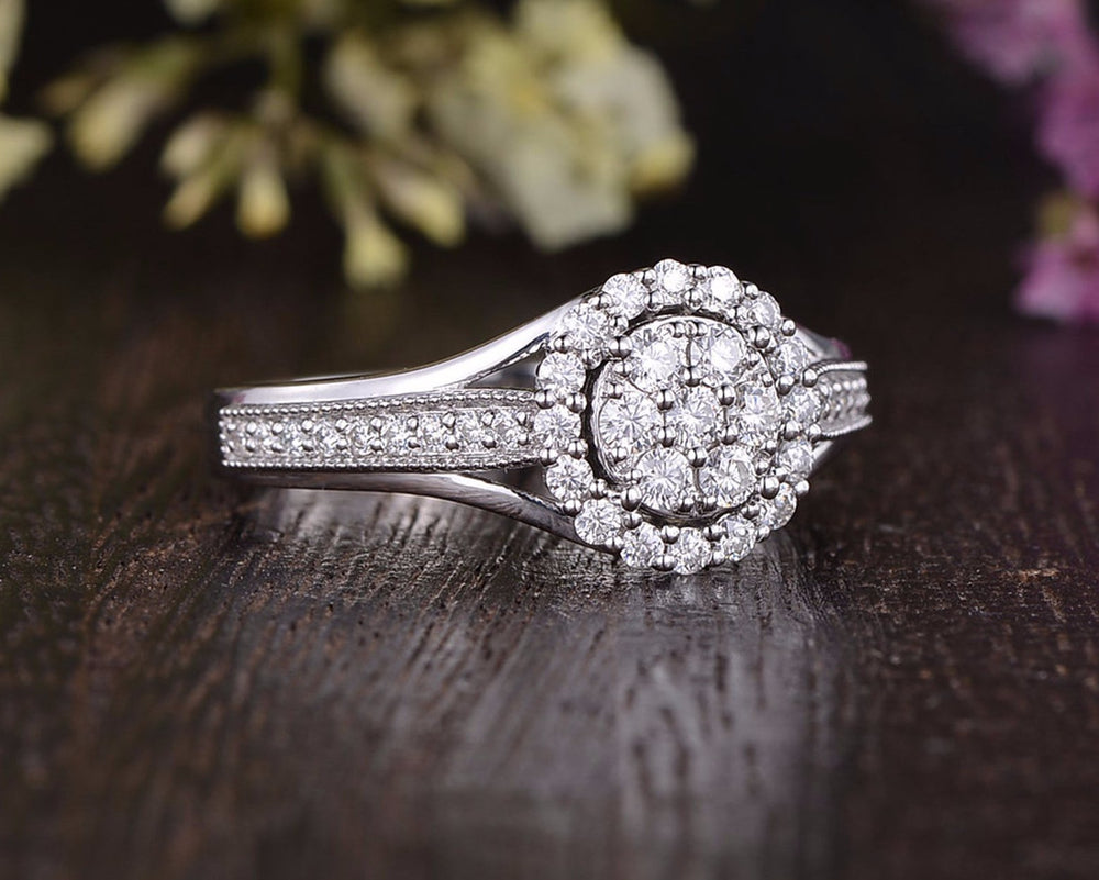 
                  
                    1.0 CT Round Cut Halo Pave Moissanite Engagement Ring
                  
                
