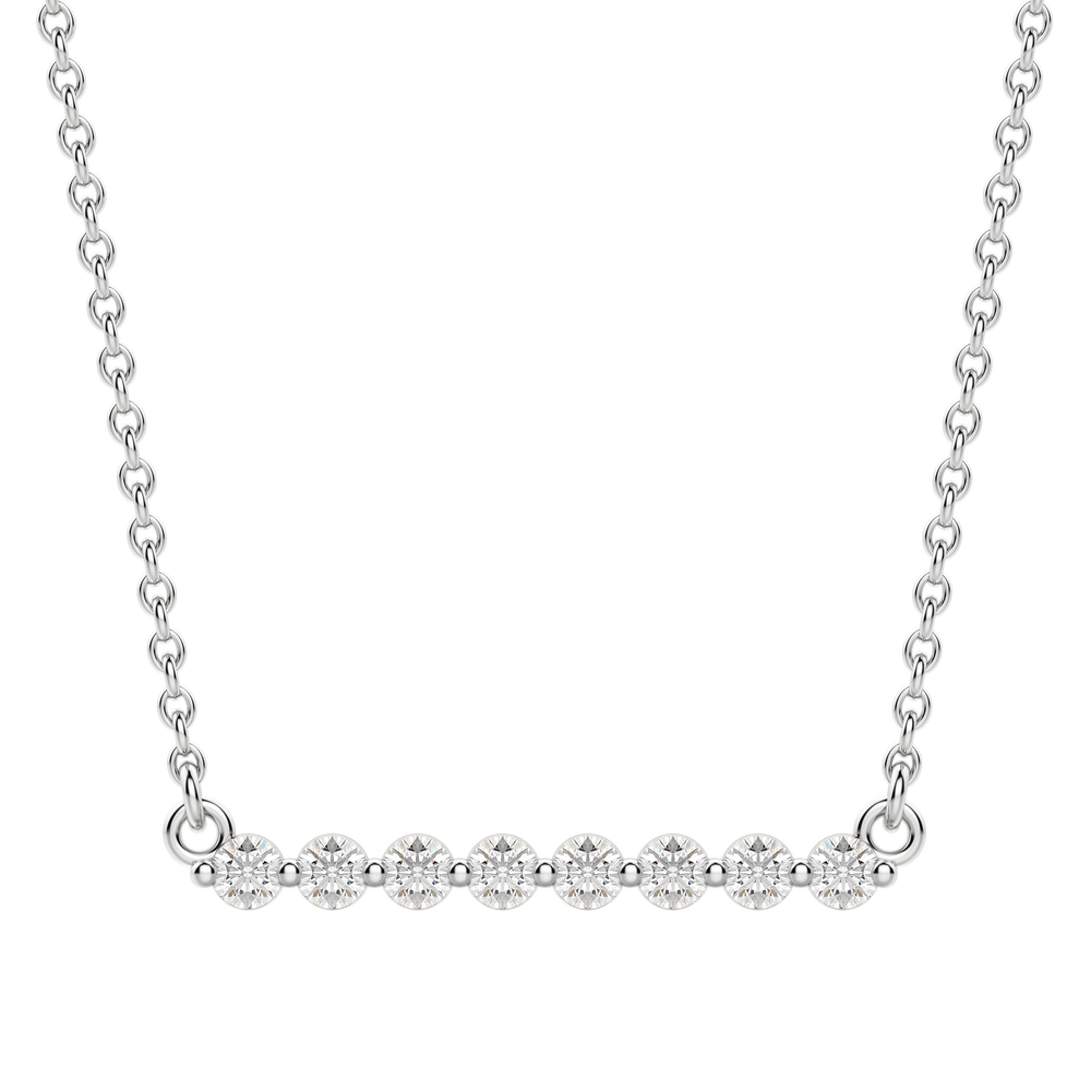 
                  
                    0.24 CT Round Cut Shared Prong Bar Necklace Moissanite Diamond Necklace 4
                  
                