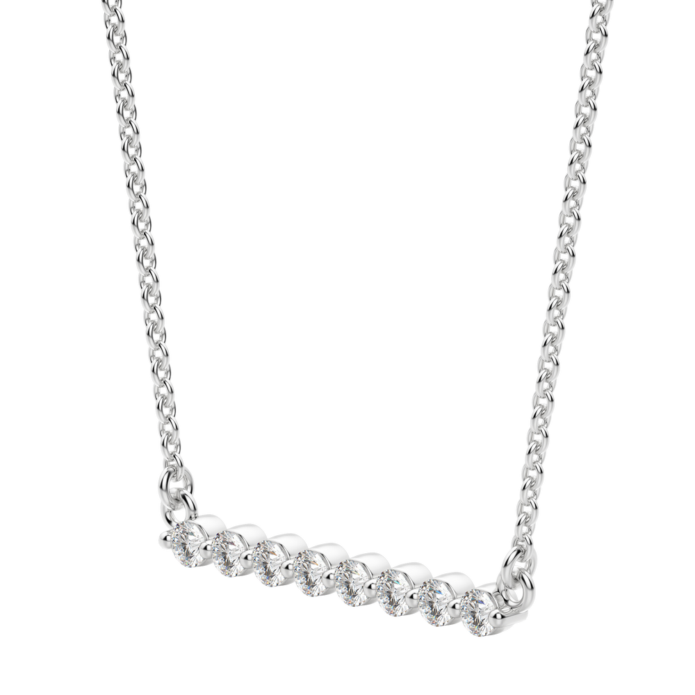 
                  
                    0.24 CT Round Cut Shared Prong Bar Necklace Moissanite Diamond Necklace 5
                  
                